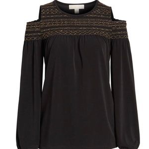 Michael Kors Smocked Yoke Top NWOT